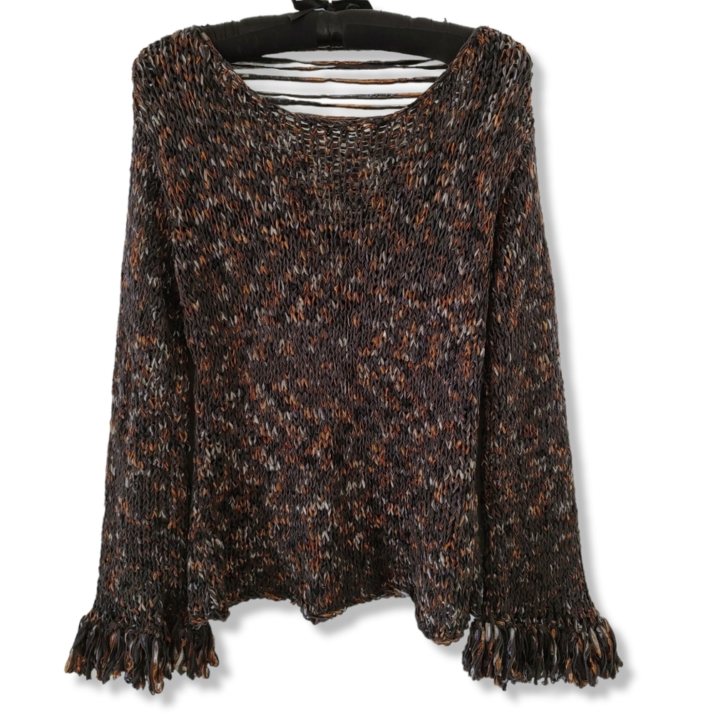 VINTAGE Y2K Gabriel Silk Sweater M Beverly Hills Cali Hand Woven Luxe Rare Boho - Picture 7 of 15